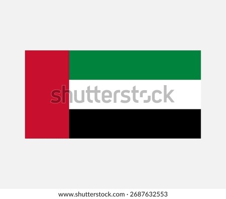 United arab emirates UAE flag. The UAE flag with red vertical stripe and green, white, black horizontal bands vector design and illustration.


