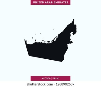 United Arab Emirates (UAE) Map. High Detailed Silhouette Map In Soft Background - Vector.