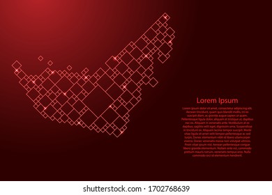 United Arab Emirates, UAE map from red pattern from a grid of squares of different sizes . Vector illustration.