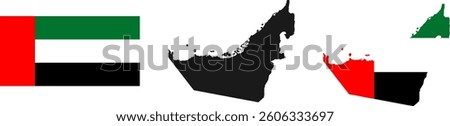 United Arab Emirates, UAE map and flag vector illustration