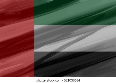  United Arab Emirates / UAE painted / drawn vector flag. Dramatic, unusual look. Vector file contains flag and texture layers