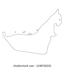 United Arab Emirates, UAE - solid black outline border map of country area. Simple flat vector illustration.