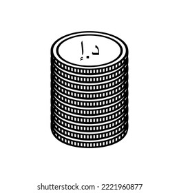 United Arab Emirates, UEA Currency, AED Sign, United Arab Emirates Dirham Icon Symbol. Vector Illustration
