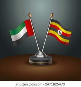 United Arab Emirates and Uganda table flags relation with gradient backgrund