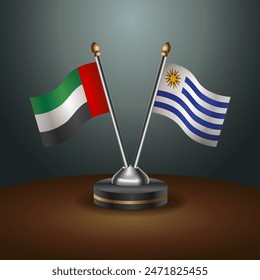 United Arab Emirates and Uruguay table flags relation with gradient backgrund
