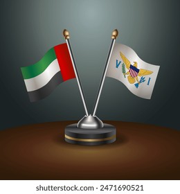 United Arab Emirates and Us Virgin Islands table flags relation with gradient backgrund