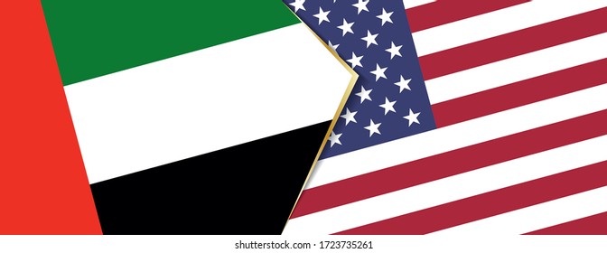 United Arab Emirates and USA flags, two vector flags symbol of relationship or confrontation.