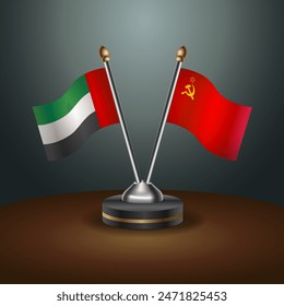 United Arab Emirates and USSR table flags relation with gradient backgrund