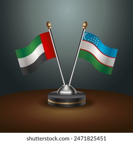 United Arab Emirates and Uzbekistan table flags relation with gradient backgrund