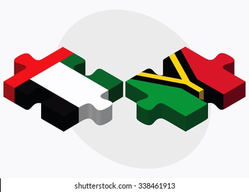 United Arab Emirates and Vanuatu Flags in puzzle isolated on white background