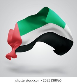 United Arab Emirates, vector 3d flag with waves on a white background