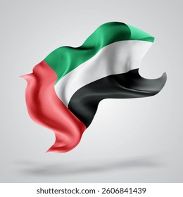United Arab Emirates, vector 3d flag with waves on a white background