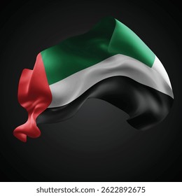 Emiratos Árabes Unidos, Vector 3d bandera con las olas en un fondo negro