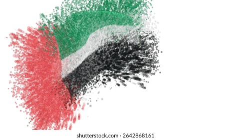 United Arab Emirates, vector 3d flag with a splash of paint dots, explosion of colored dots