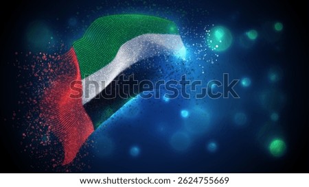 United Arab Emirates, vector 3d flag with lighting and flares