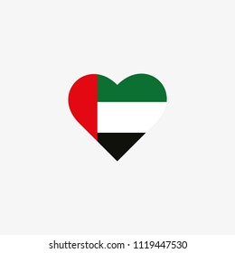 United Arab Emirates Vector Flag Inside heart shape graphic element Illustration template design
