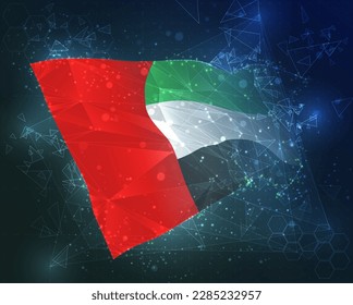 United Arab Emirates,  vector flag, virtual abstract 3D object from triangular polygons on a blue background