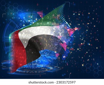 United Arab Emirates,  vector flag, virtual abstract 3D object from triangular polygons on a blue background