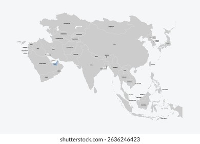 United Arab Emirates vector map, Asia map Silhouette isolated on white background. for website layouts, background,education,travel worldwide, map silhouette and earth geography