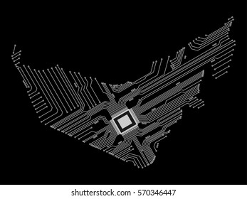 United Arab Emirates vector map, abstract background.