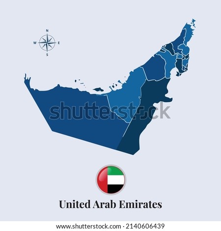 United Arab Emirates vector map and flag, Flag map of United Arab Emirates, vector