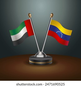 United Arab Emirates and Venezuela table flags relation with gradient backgrund