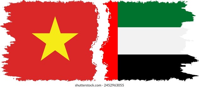 United Arab Emirates and Vietnam grunge flags connection, vector