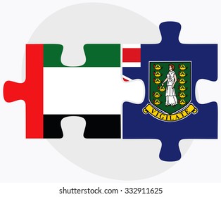 United Arab Emirates and Virgin Islands (British) Flags in puzzle isolated on white background