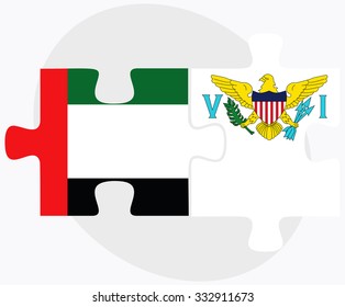 United Arab Emirates and Virgin Islands (U.S.) Flags in puzzle isolated on white background