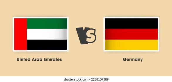 United Arab Emirates vs Germany flags placed side by side. Creative stylish national flags of UAE vs Germany with background