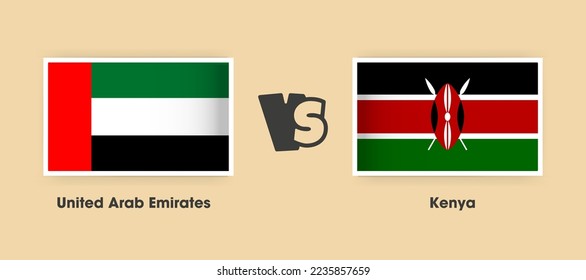 United Arab Emirates vs Kenya flags placed side by side. Creative stylish national flags of UAE vs Kenya with background