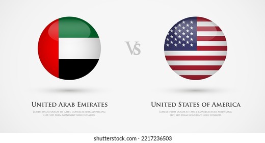 United Arab Emirates vs United States of America country flags template. The concept for game, competition, relations, friendship, cooperation, versus