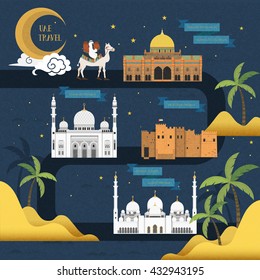 United Arab Emirates walking map illustration design