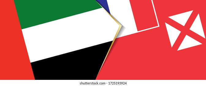 United Arab Emirates and Wallis and Futuna flags, two vector flags symbol of relationship or confrontation.