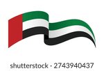 United Arab Emirates Waving Flag Vector Illustration Isolated on White Background, UAE National Banner with Red Green Black and White Colors in Modern Flat Style