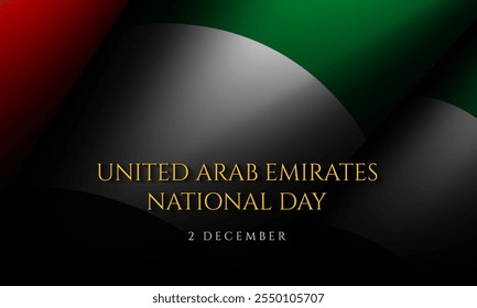 Emiratos Árabes Unidos ondeando el diseño de la bandera para la celebración del Día Nacional. Bueno para el Anuncio, el cartel, o la tarjeta de felicitación.