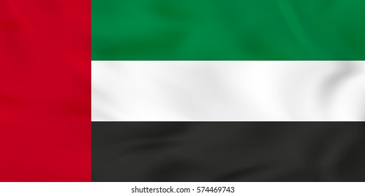 United Arab Emirates waving flag. UAE national flag background texture. Vector illustration.