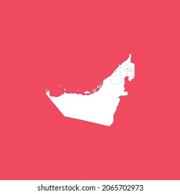 mapa blanco de emiratos árabes unidos con detalles negros fondo rojo aislado 