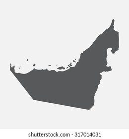 United Arab Emirates,UAE grey country border map. 