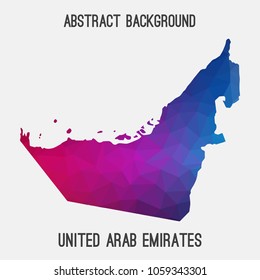 United Arab Emirates,UAE map in geometric polygonal,mosaic style.Abstract tessellation,modern design background,low poly. Geometric cover, mockup. Vector illustration.