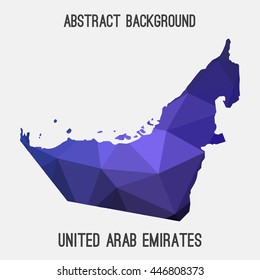 United Arab Emirates,UAE map in geometric polygonal,mosaic style.Abstract tessellation,modern design background. Vector illustration EPS8