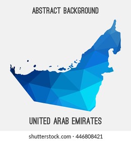 United Arab Emirates,UAE map in geometric polygonal,mosaic style.Abstract tessellation,modern design background. Vector illustration EPS8