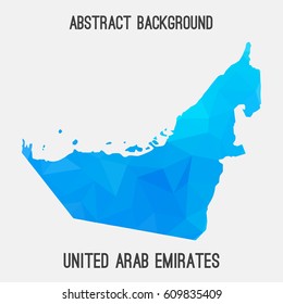 United Arab Emirates,UAE map in geometric polygonal,mosaic style.Abstract tessellation,modern design background,low poly. Vector illustration.