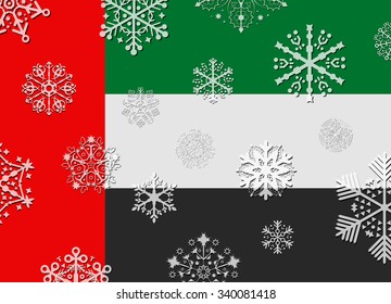 united arab flag with snowflakes