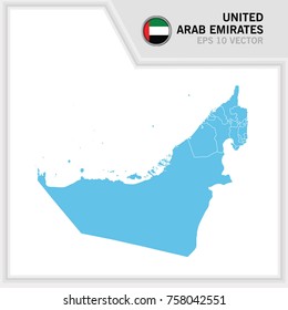 United ArabEmirates map and flag in white background