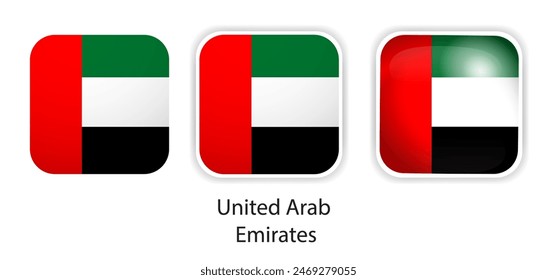 United Arad Emirates flag vector icons set in the shape of rounded square