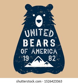 UNITED BEARS OF AMERICA, SLOGAN PRINT VECTOR