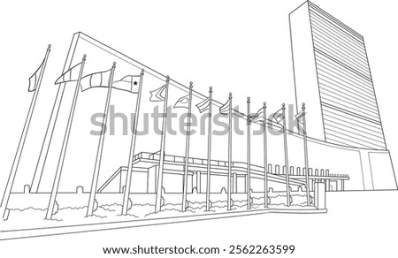 United Building Vector Line Art Illustration