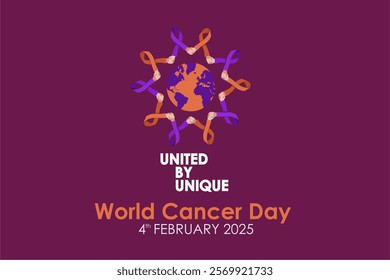 United by Unique - World Cancer Day 4th February 2025 Banner Design.  