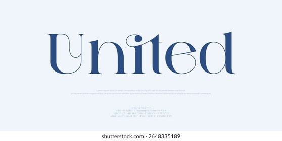 United Creative fontes modernas tecnologia alfabeto. Tipografia abstrata esporte urbano, techno, moda, digital, futuro criativo logotipo fonte. ilustração vetorial
